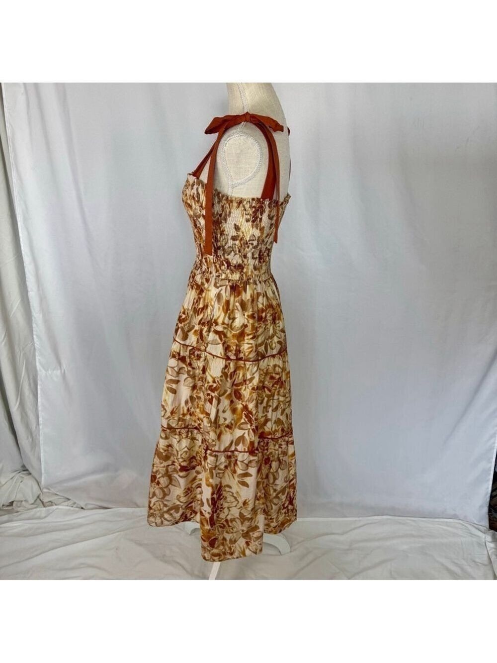 Jacquie The Label: Gaia Midi Dress Women’s Medium Smocked Tiered Fit & Flare - Picture 3 of 14